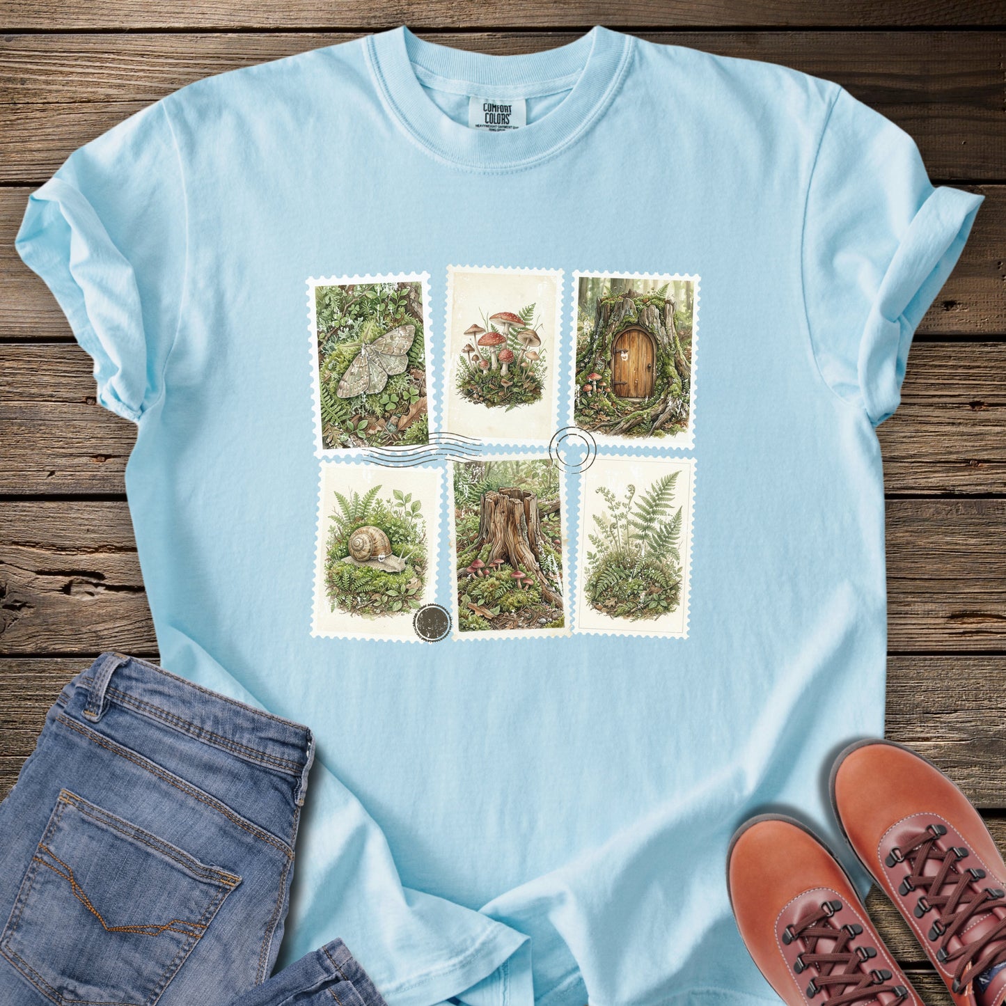 Botanical Woodland Stamps T-Shirt