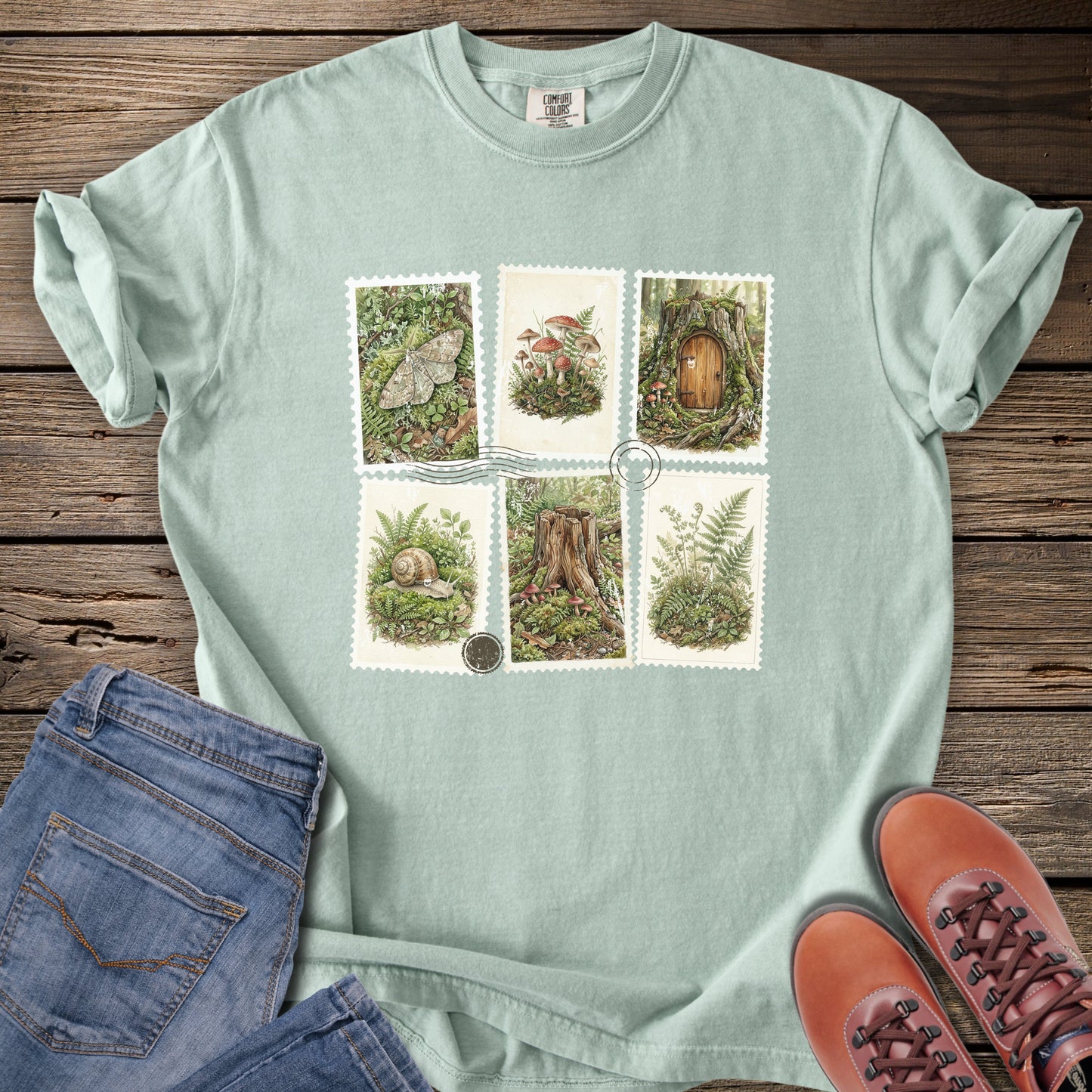 Botanical Woodland Stamps T-Shirt