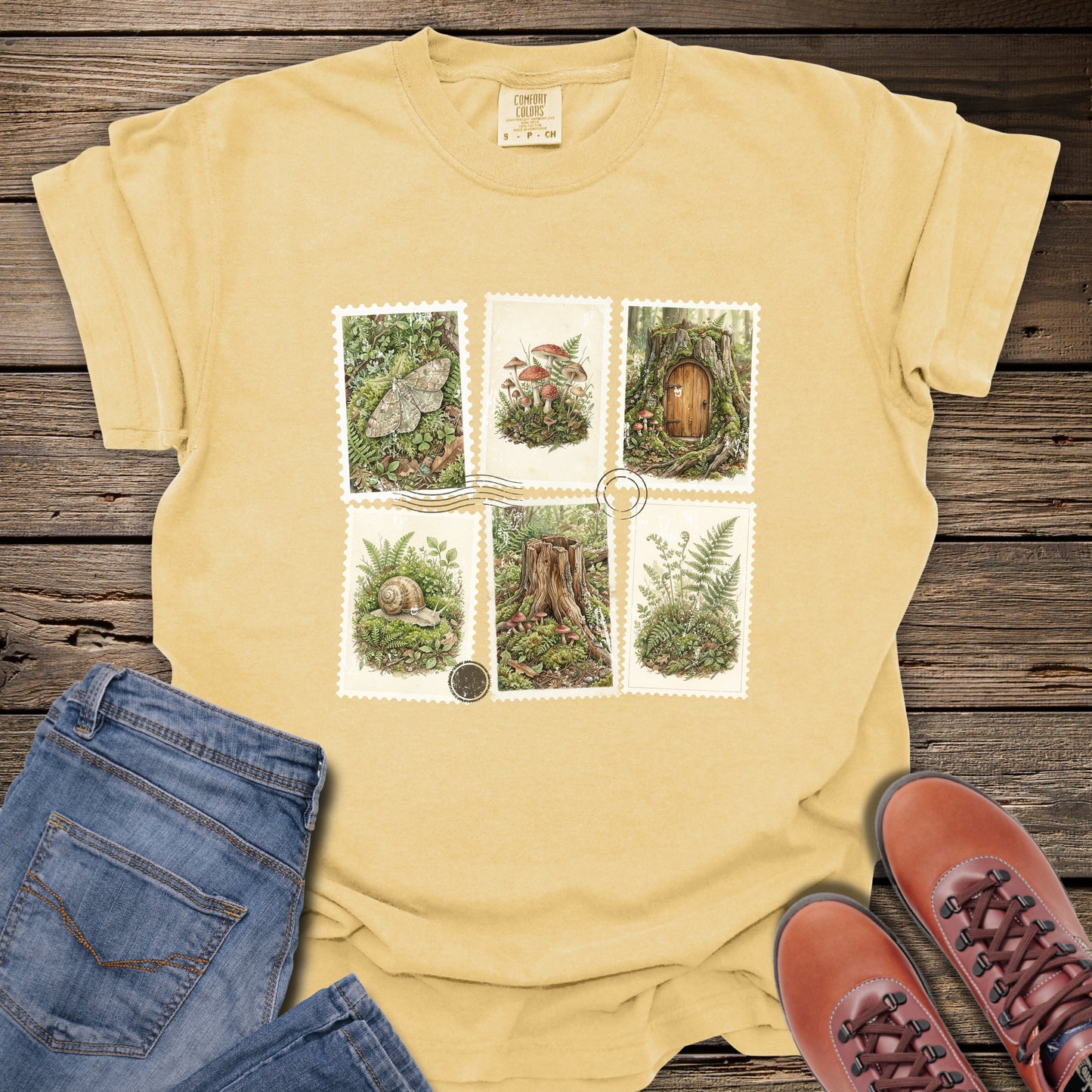 Botanical Woodland Stamps T-Shirt