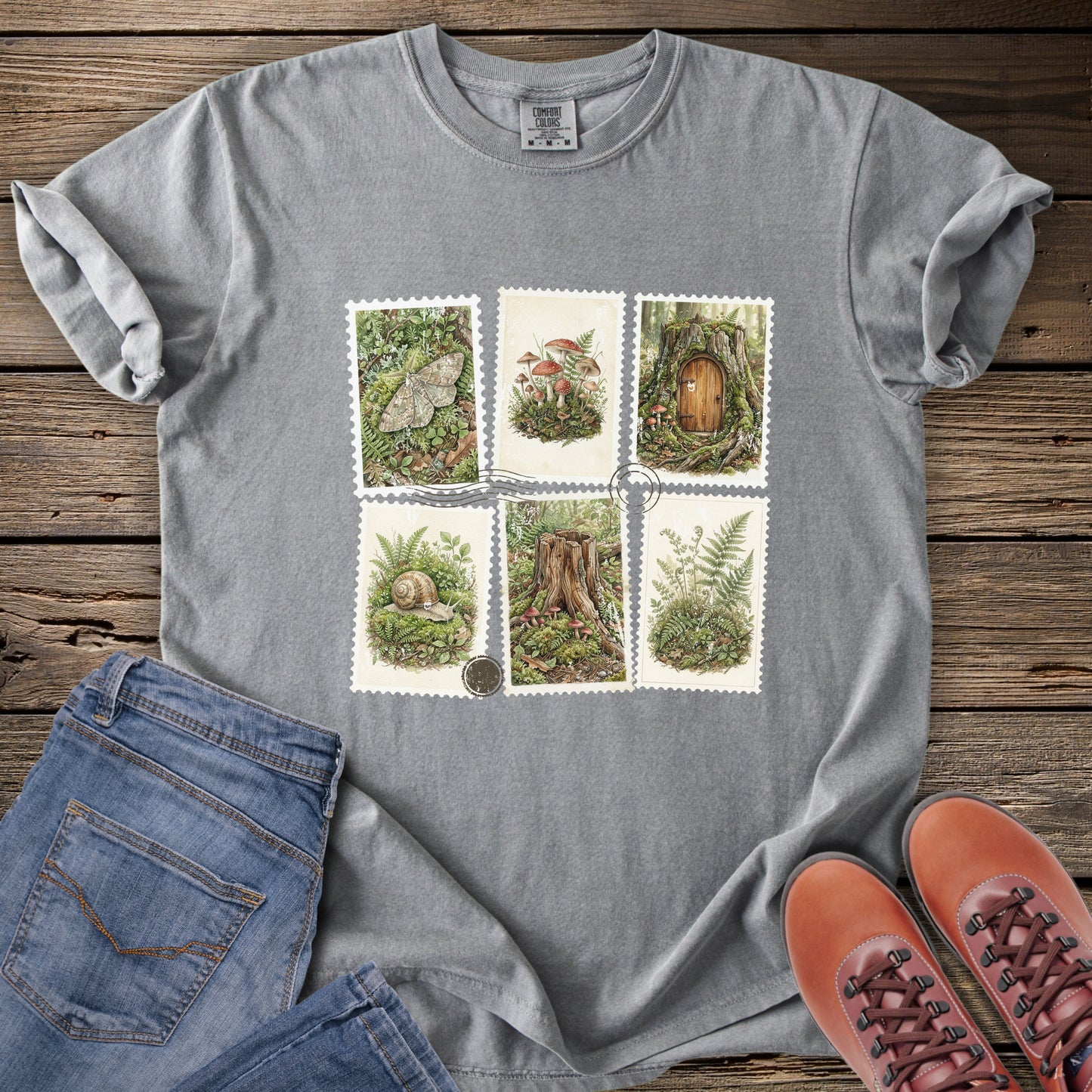 Botanical Woodland Stamps T-Shirt