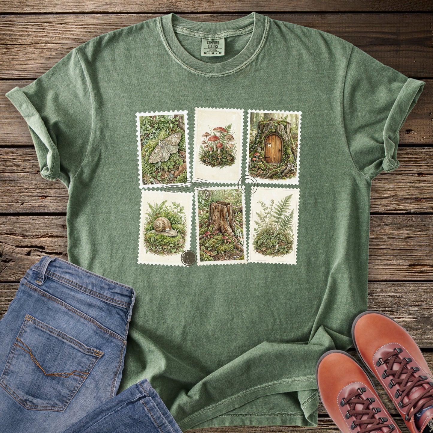 Botanical Woodland Stamps T-Shirt