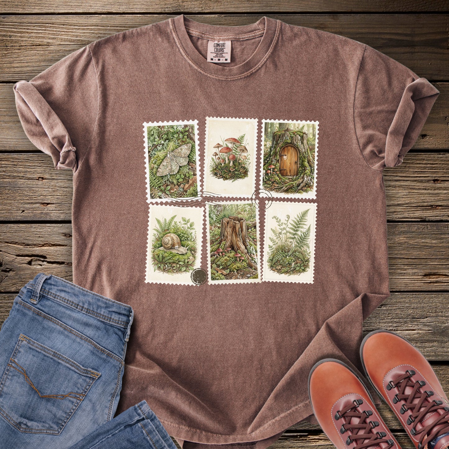 Botanical Woodland Stamps T-Shirt