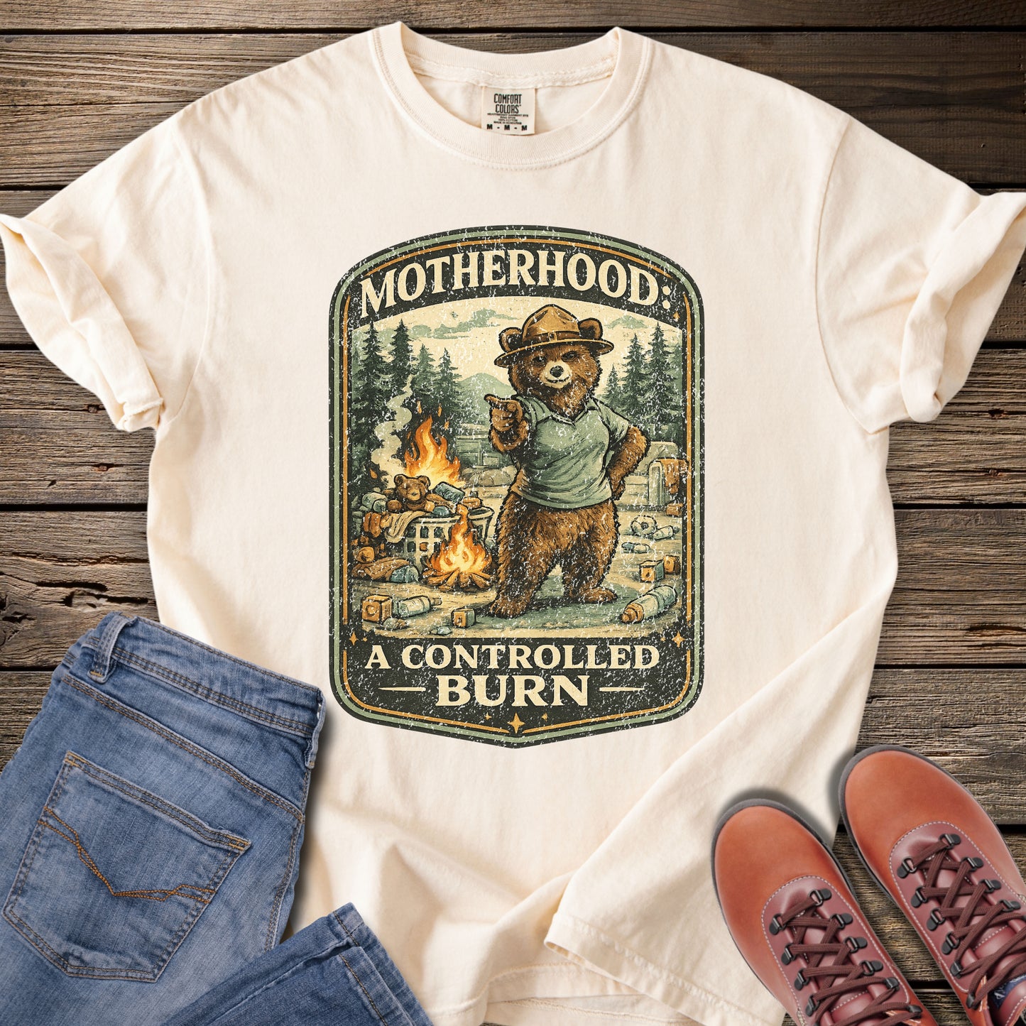 (Distressed) Motherhood: A Controlled Burn T-Shirt
