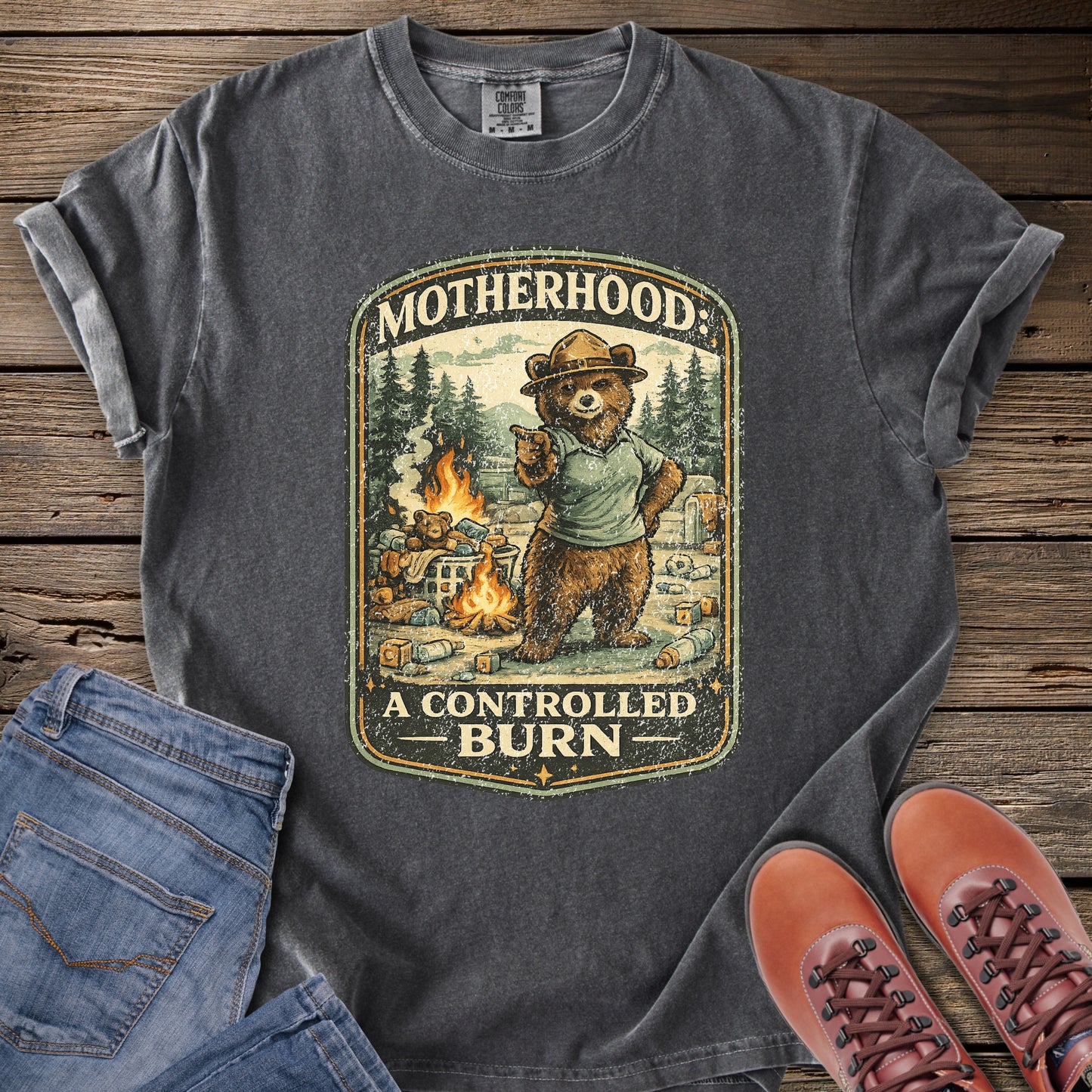 (Distressed) Motherhood: A Controlled Burn T-Shirt