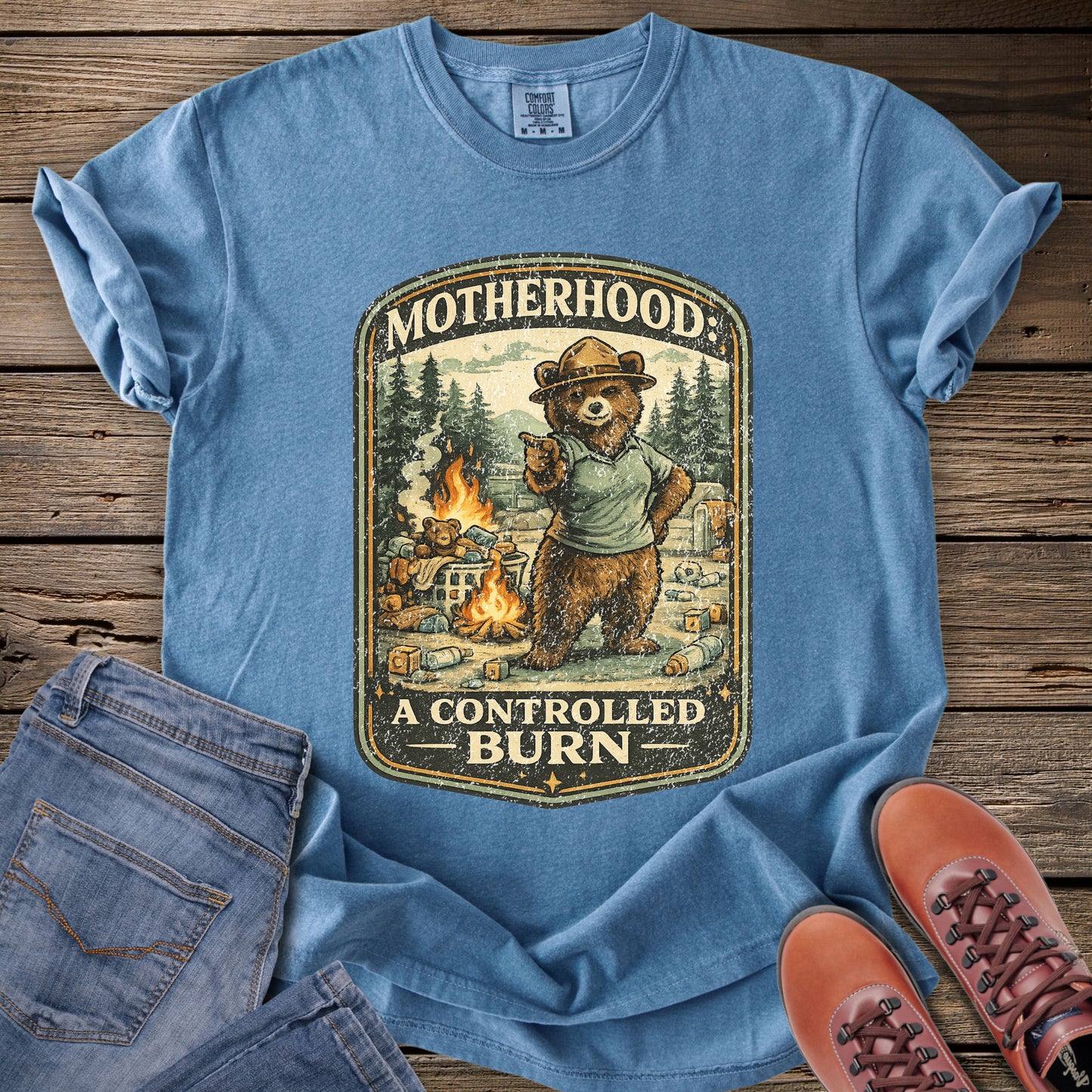 (Distressed) Motherhood: A Controlled Burn T-Shirt