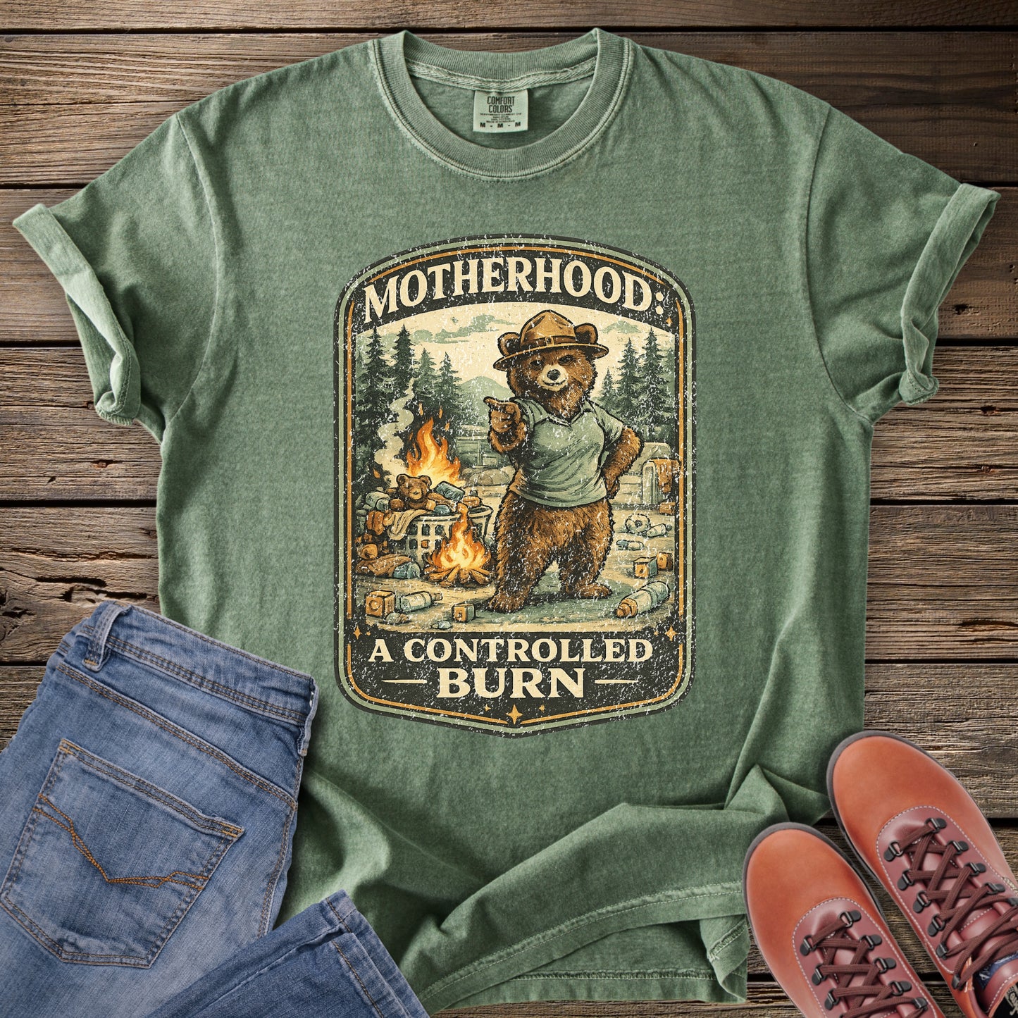 (Distressed) Motherhood: A Controlled Burn T-Shirt