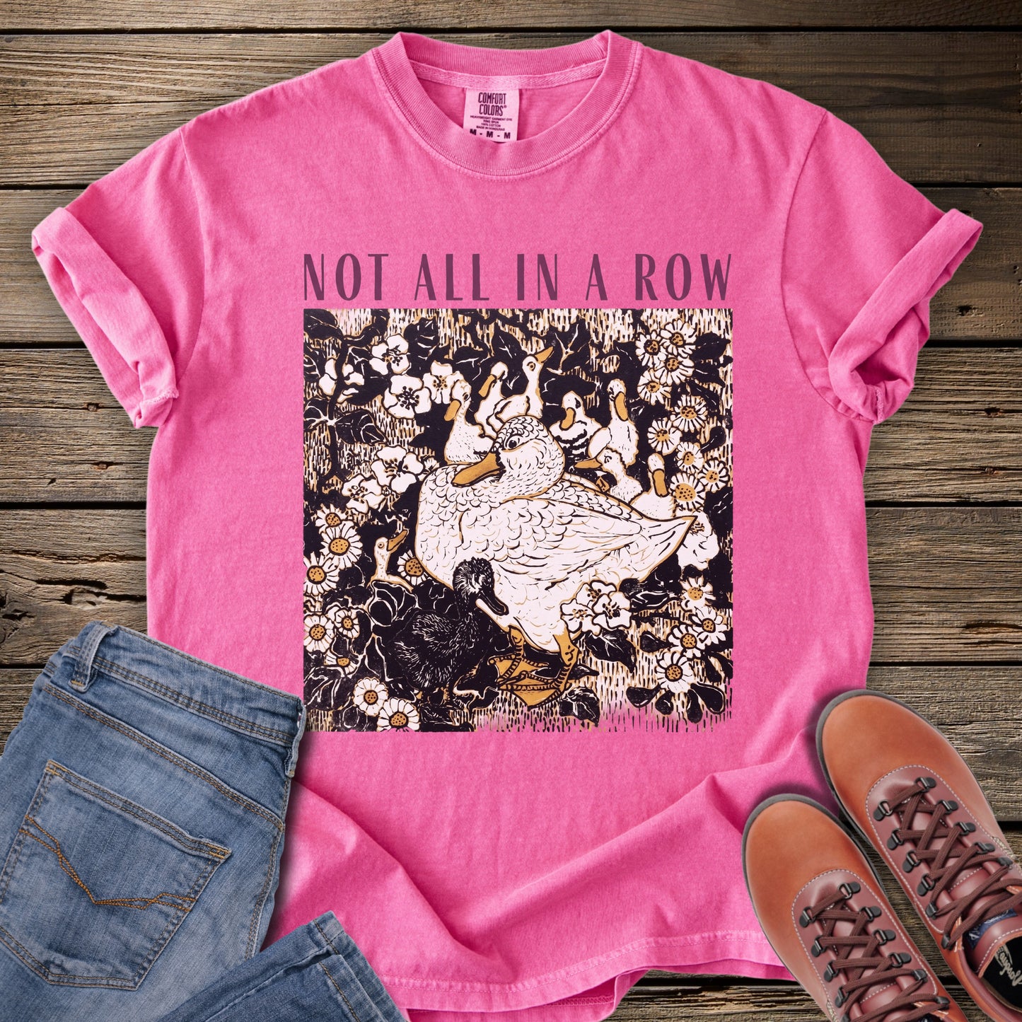 Not All in a Row Floral Duck T‑Shirt
