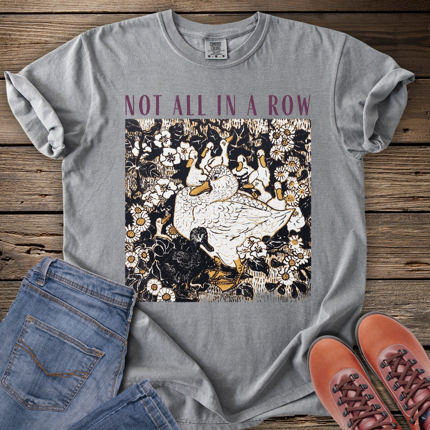 Not All in a Row Floral Duck T‑Shirt