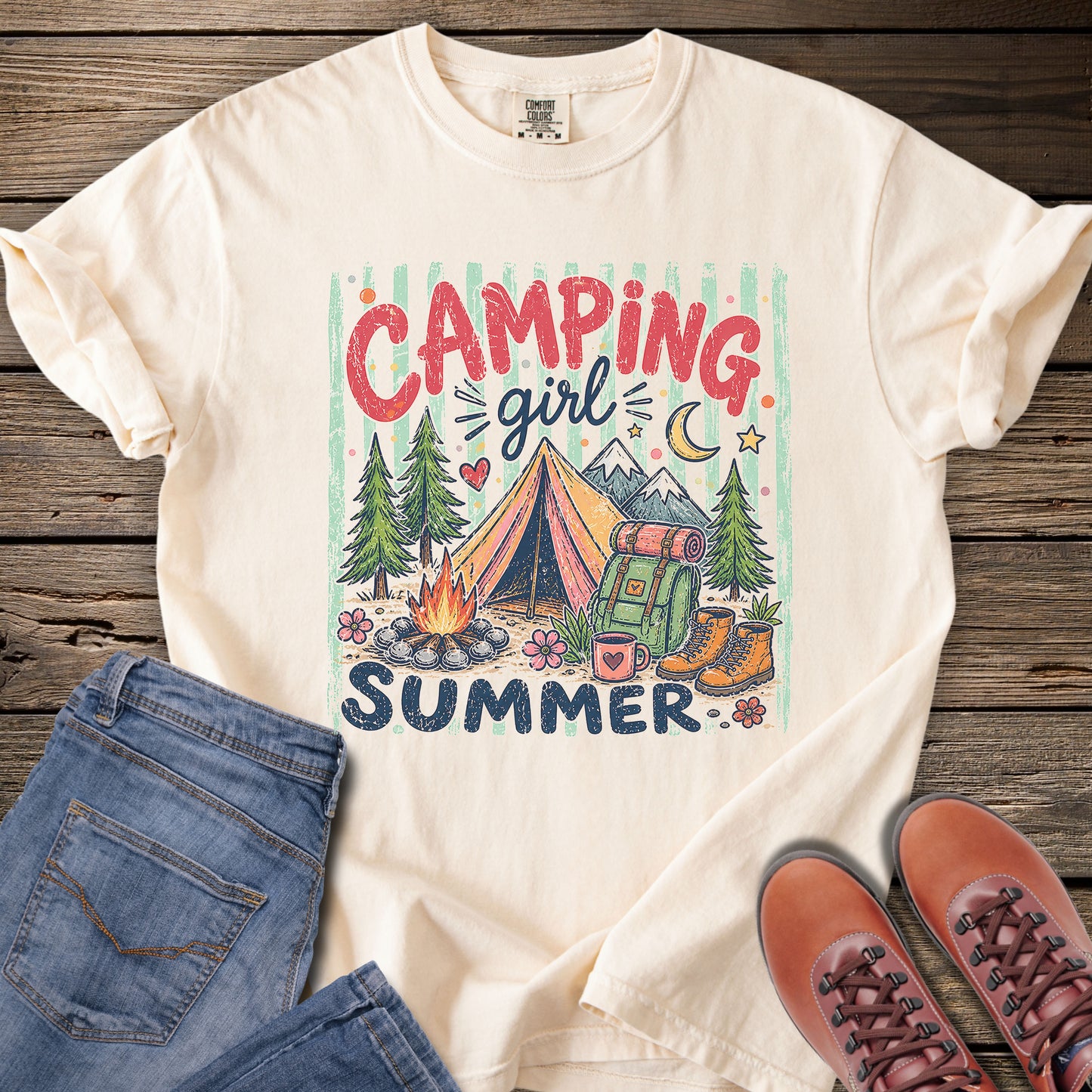 Camping Girl Summer T‑Shirt