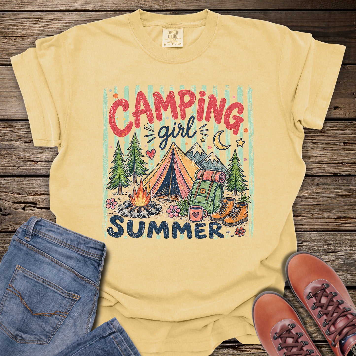 Camping Girl Summer T‑Shirt