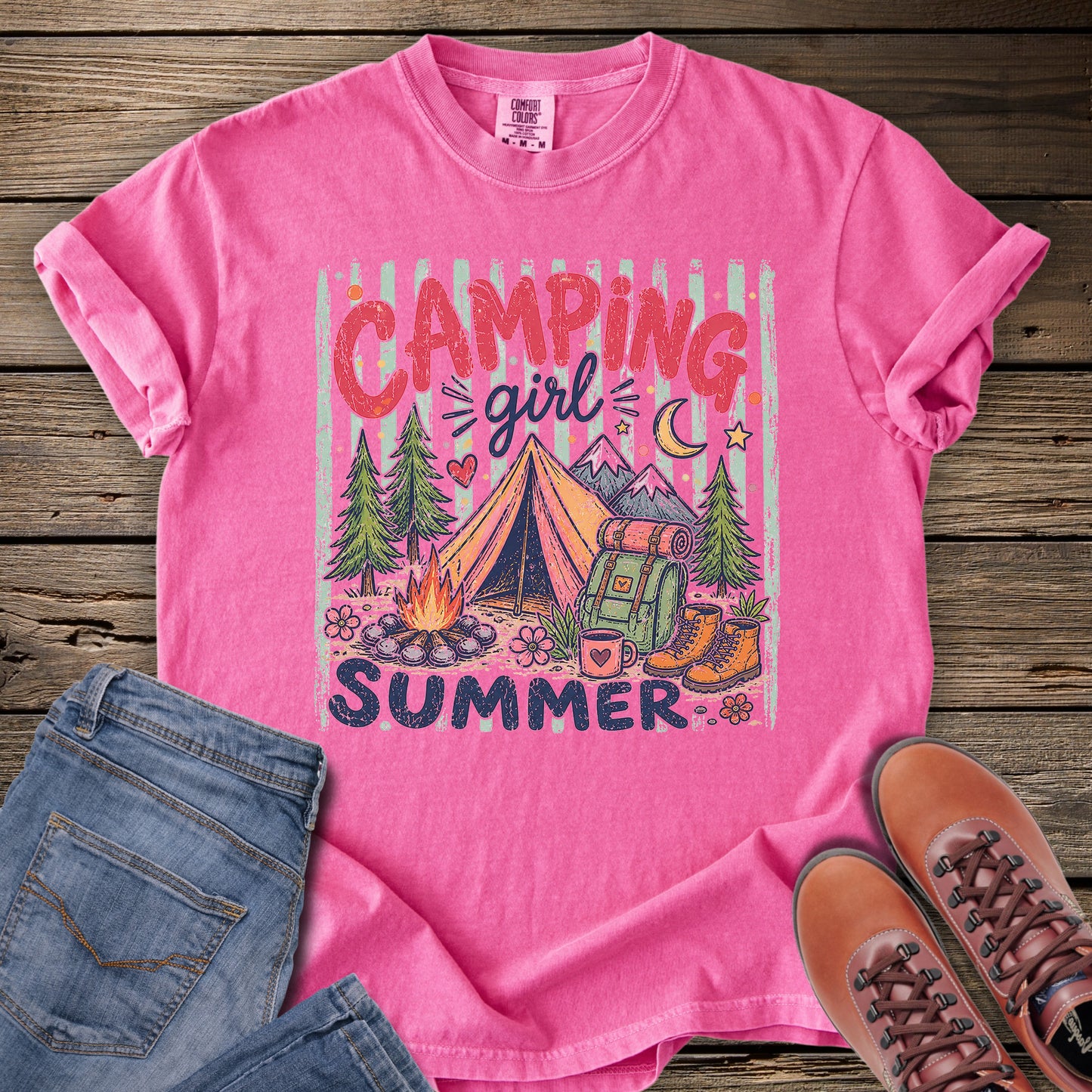 Camping Girl Summer T‑Shirt