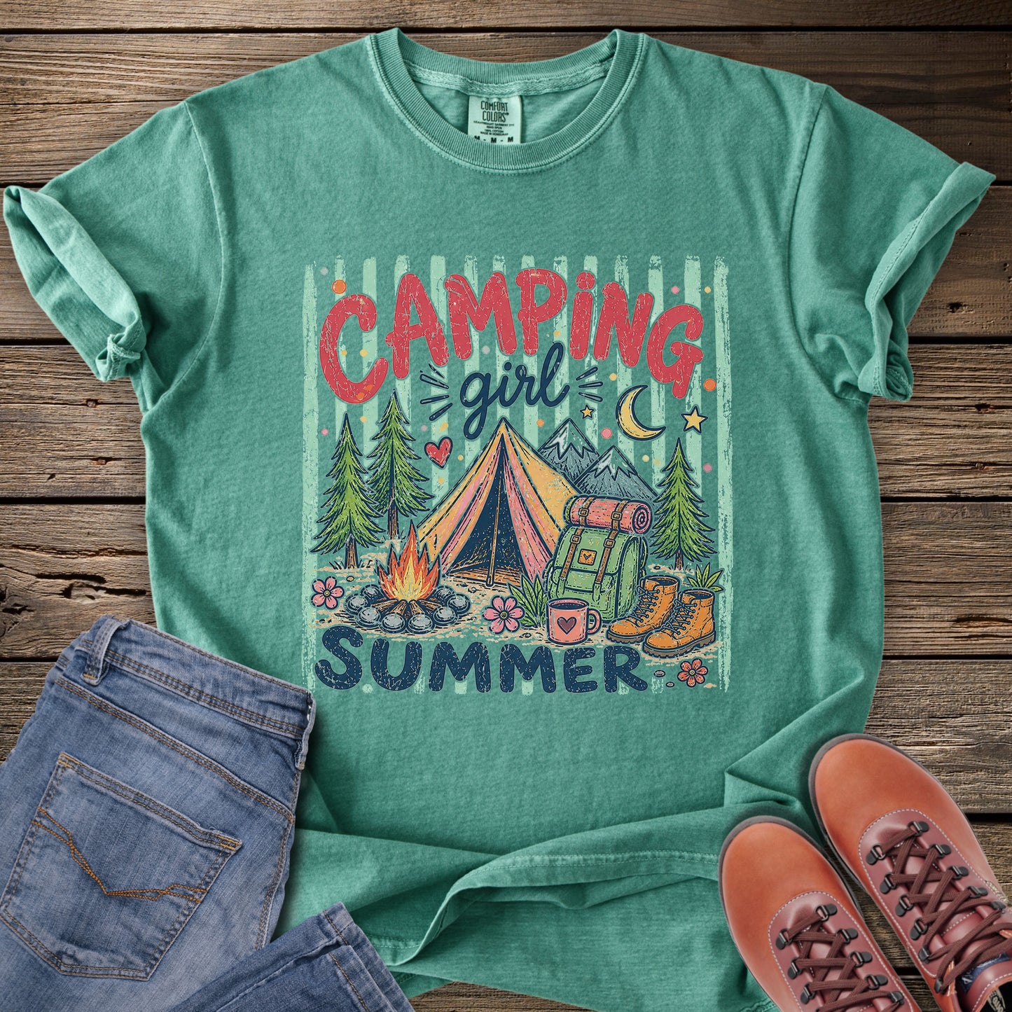 Camping Girl Summer T‑Shirt