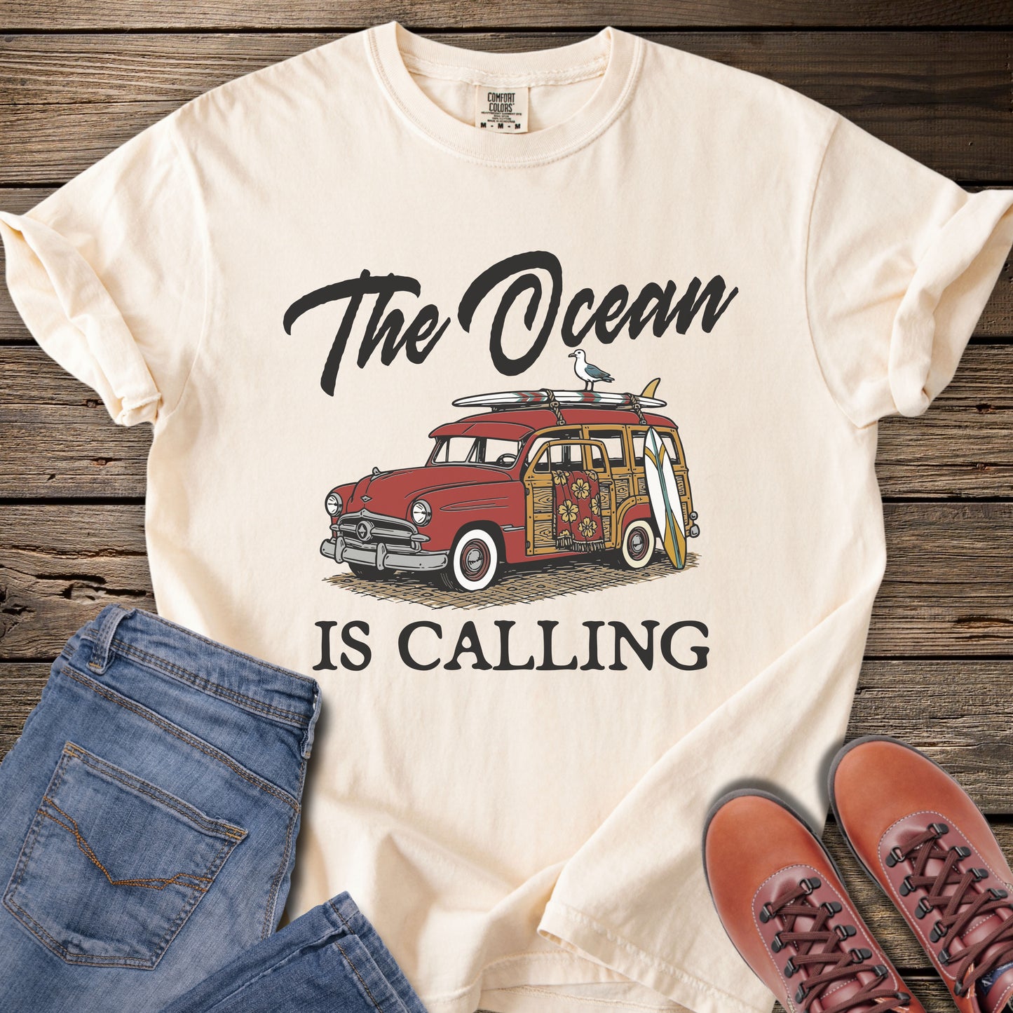 The Ocean Is Calling Surf Wagon T-Shirt