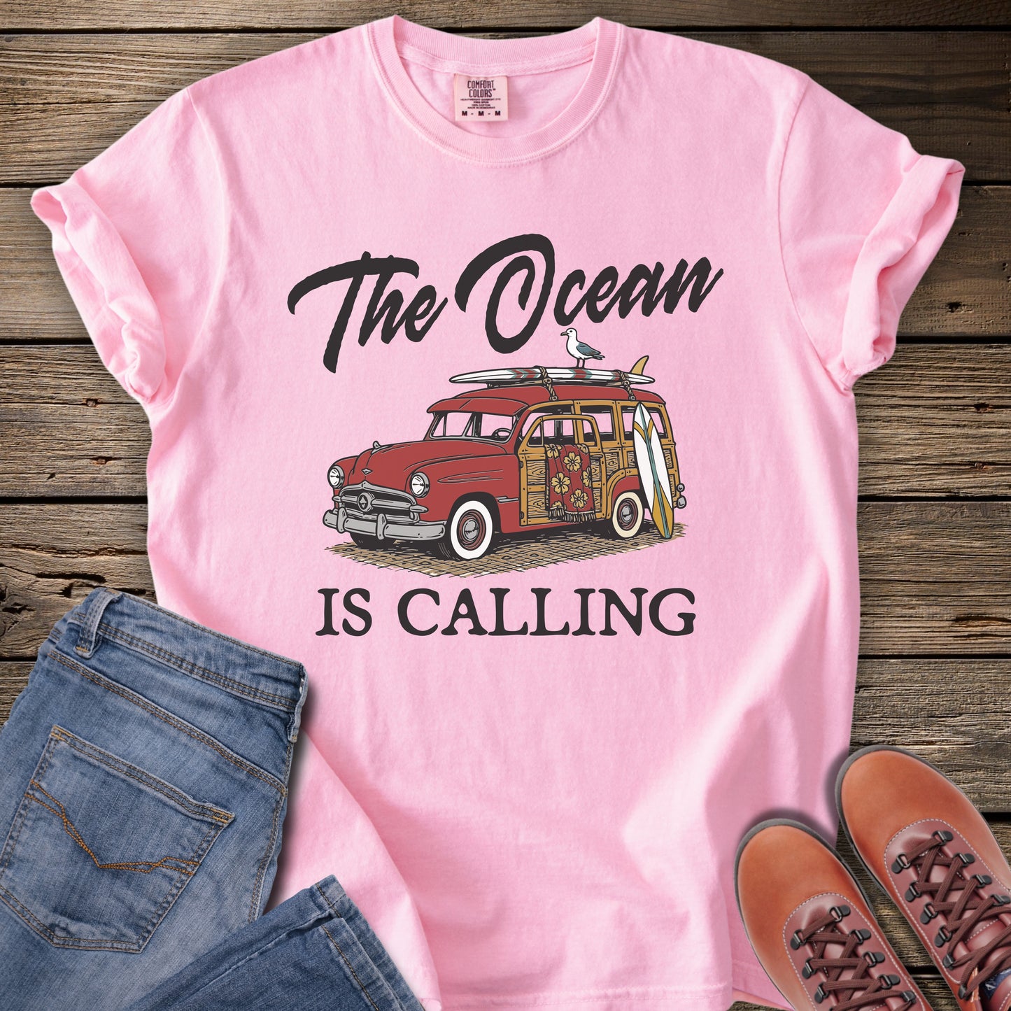 The Ocean Is Calling Surf Wagon T-Shirt