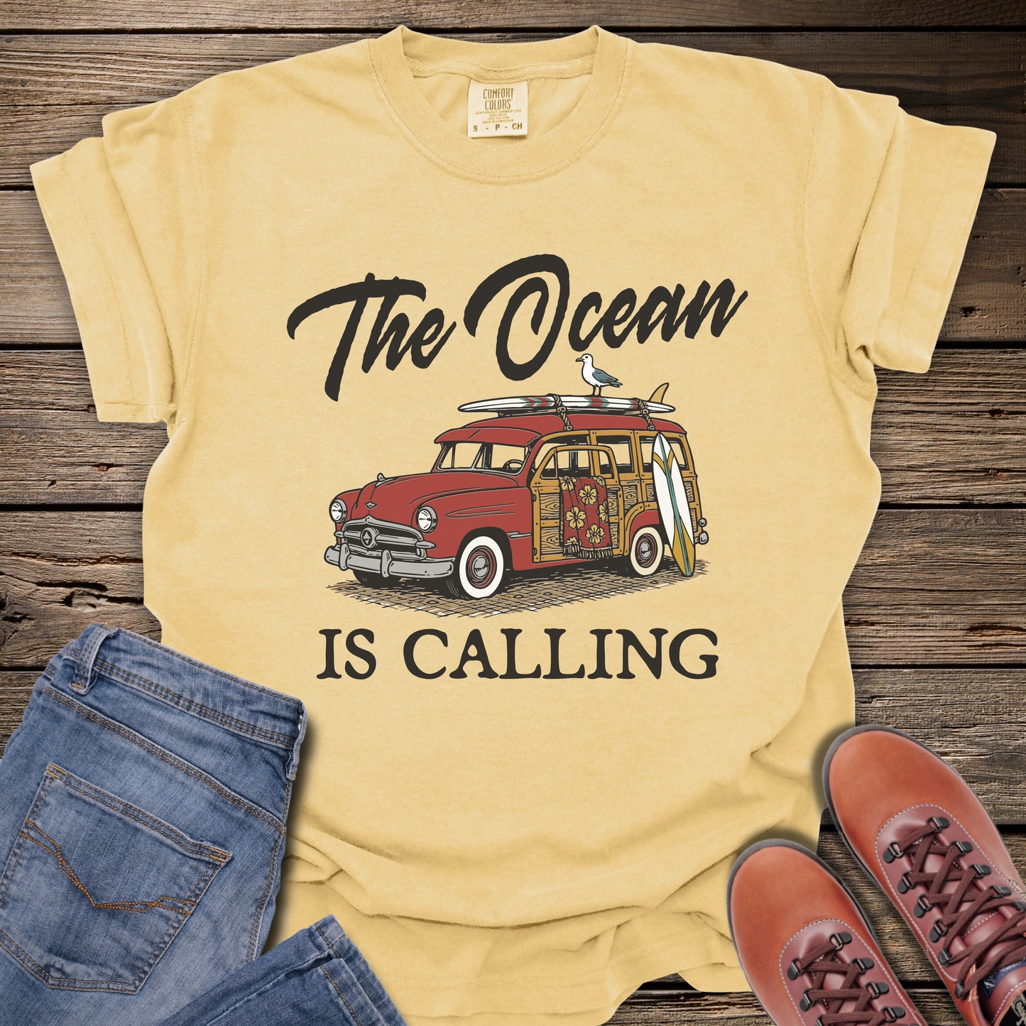 The Ocean Is Calling Surf Wagon T-Shirt