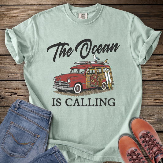 The Ocean Is Calling Surf Wagon T-Shirt