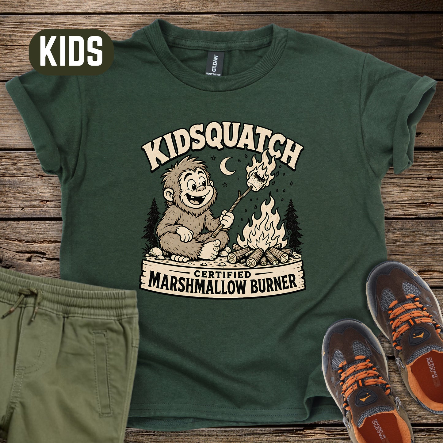 Kidsquatch Certified Marshmallow Burner Kids T-Shirt