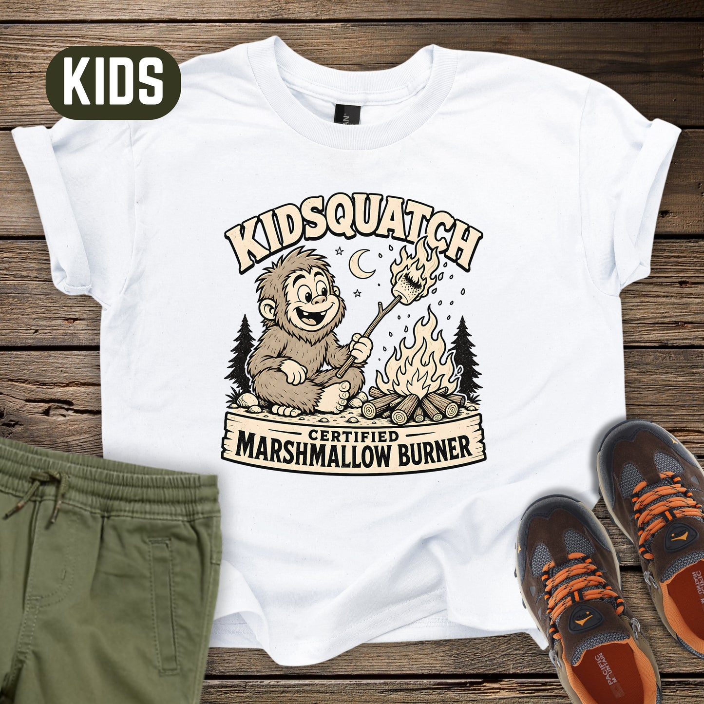 Kidsquatch Certified Marshmallow Burner Kids T-Shirt