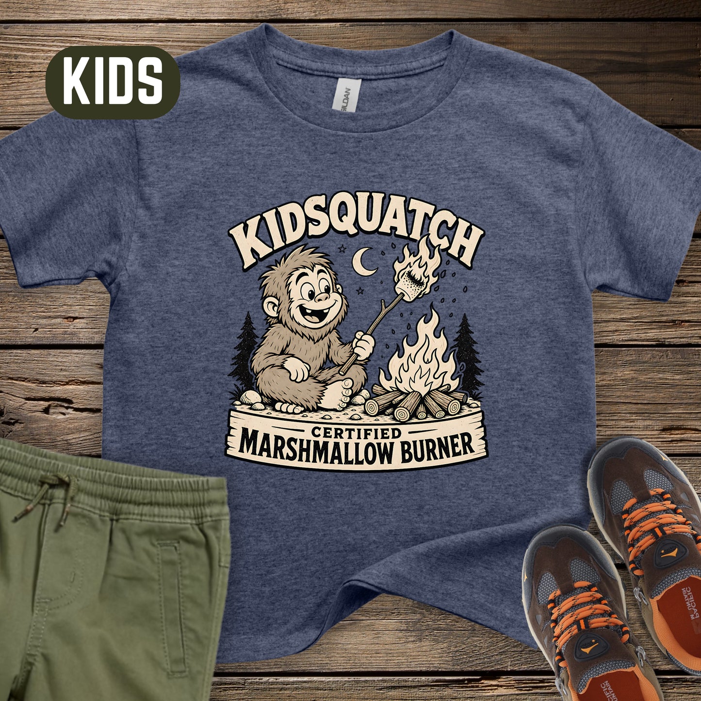Kidsquatch Certified Marshmallow Burner Kids T-Shirt
