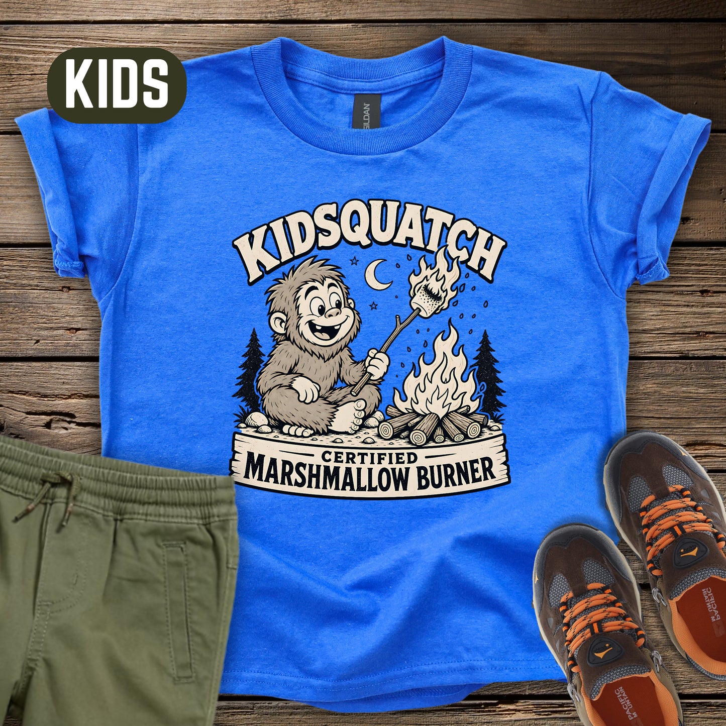 Kidsquatch Certified Marshmallow Burner Kids T-Shirt