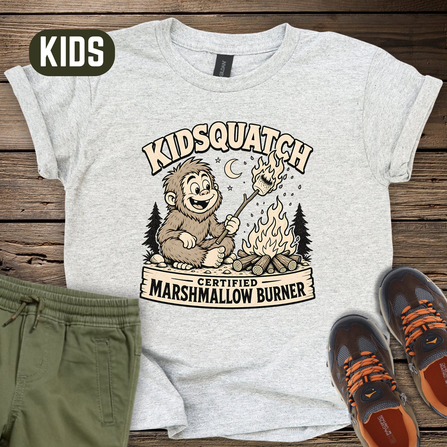 Kidsquatch Certified Marshmallow Burner Kids T-Shirt