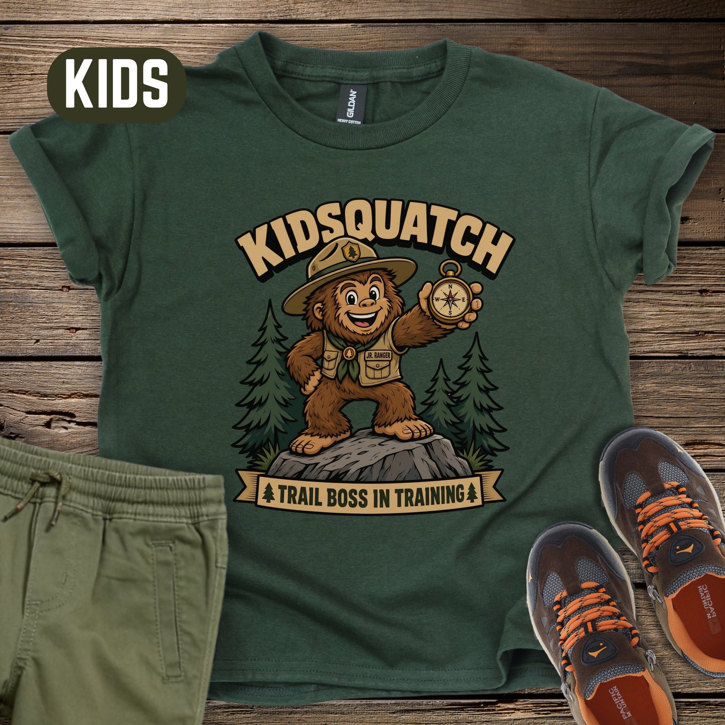 Kidsquatch: Trail Boss Kids T-Shirt