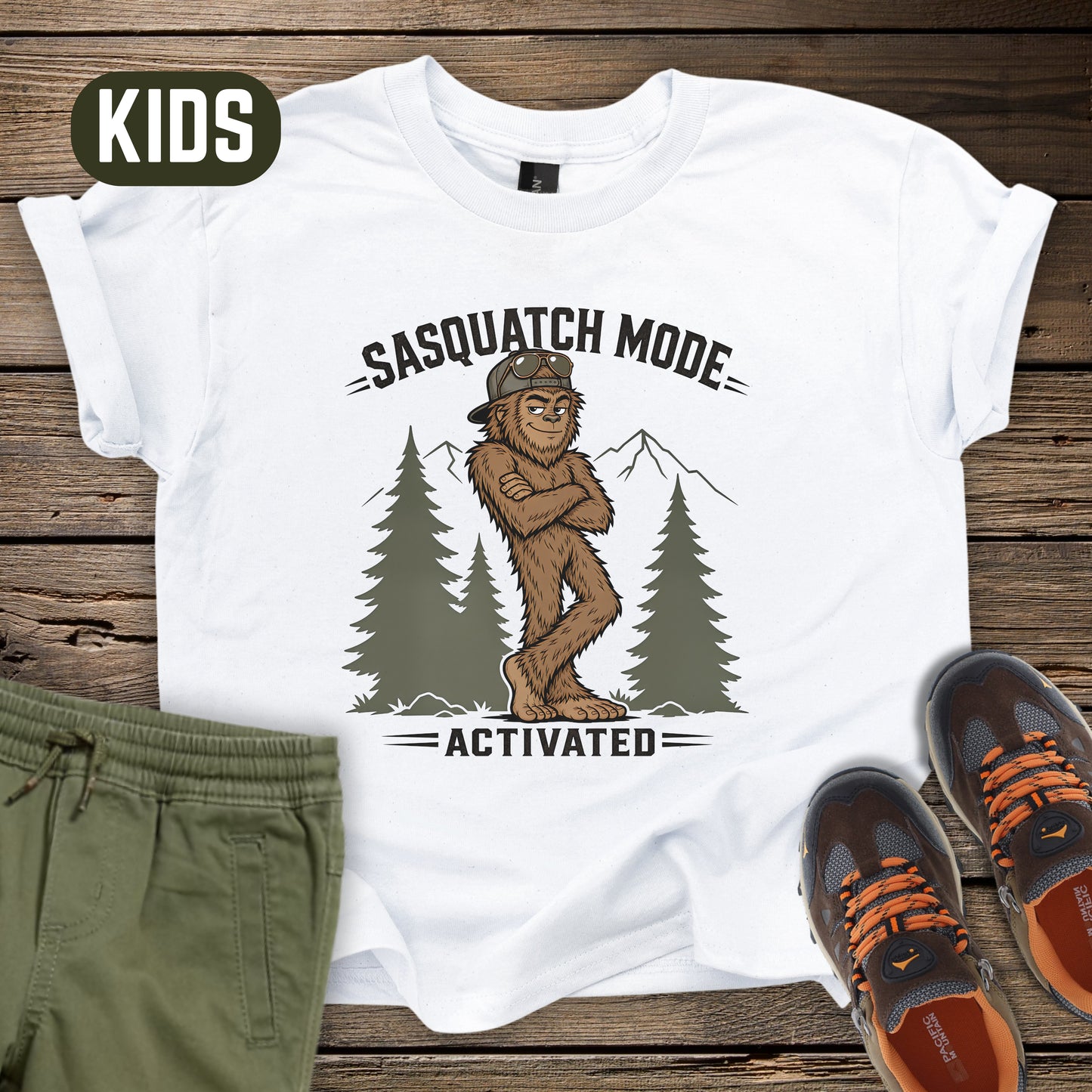 Sasquatch Mode Activated Kids T-Shirt