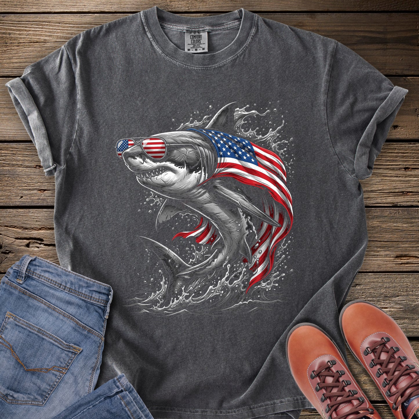 Freedom Fin American Shark T-Shirt