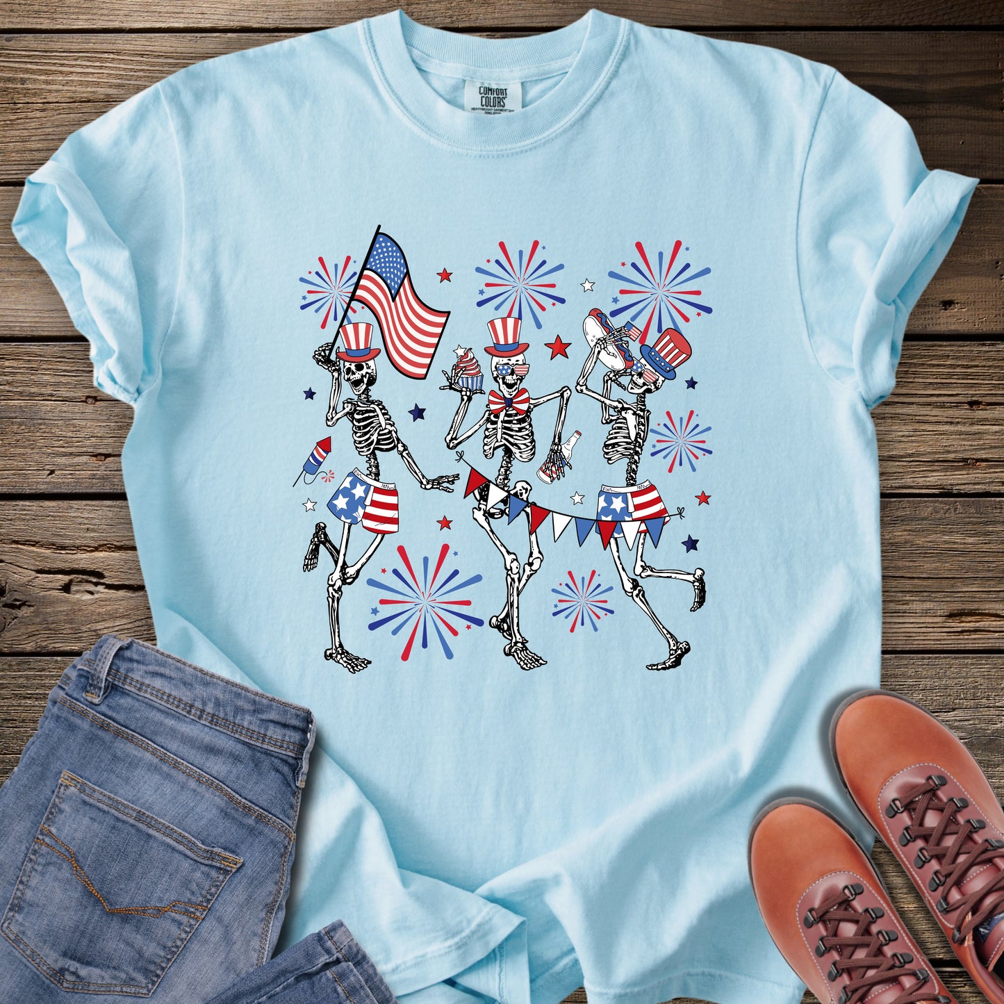 Patriotic Dancing Skeletons T-Shirt