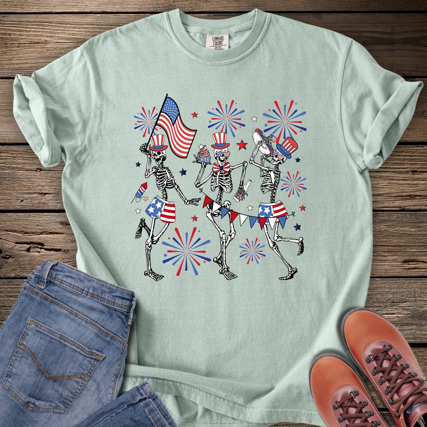 Patriotic Dancing Skeletons T-Shirt