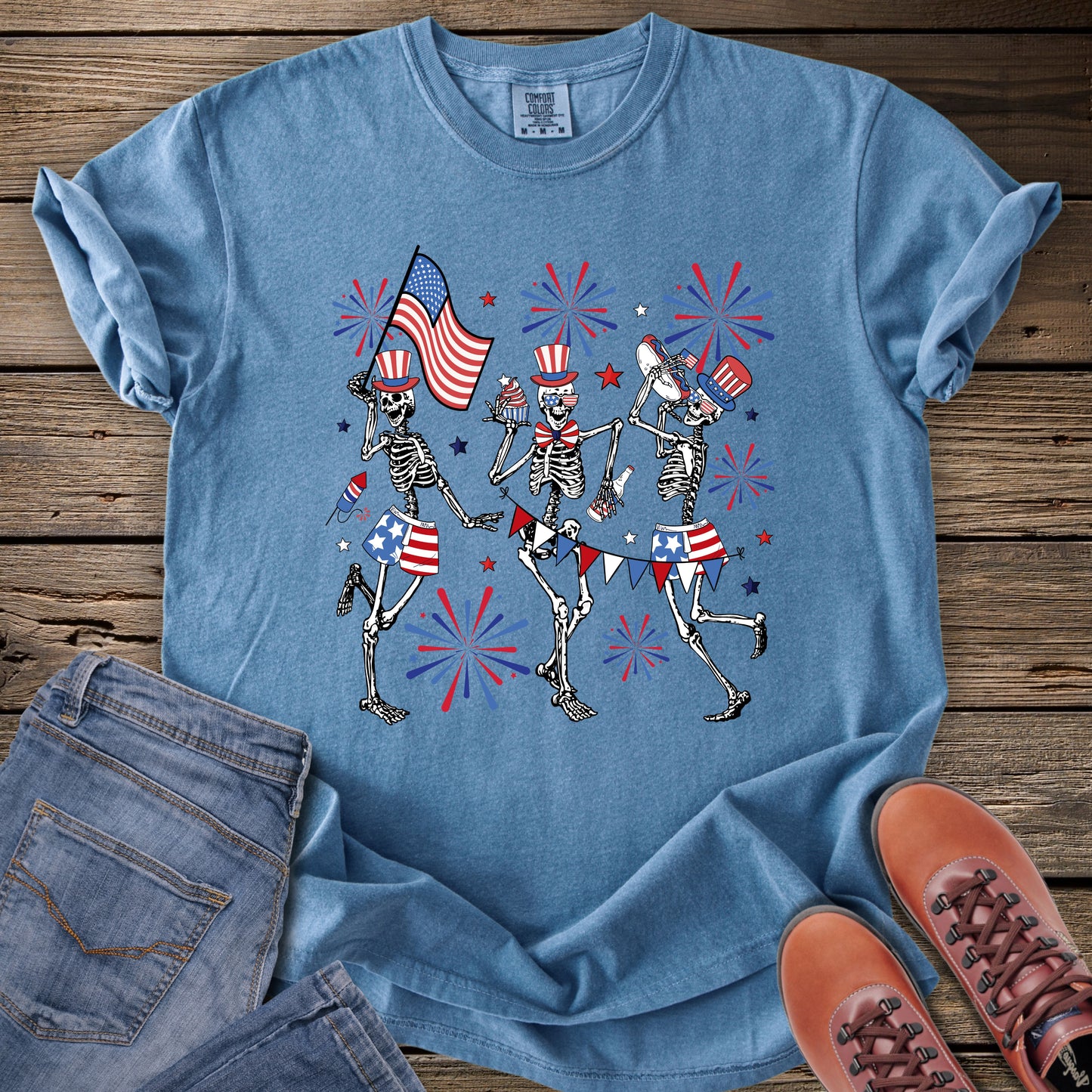Patriotic Dancing Skeletons T-Shirt