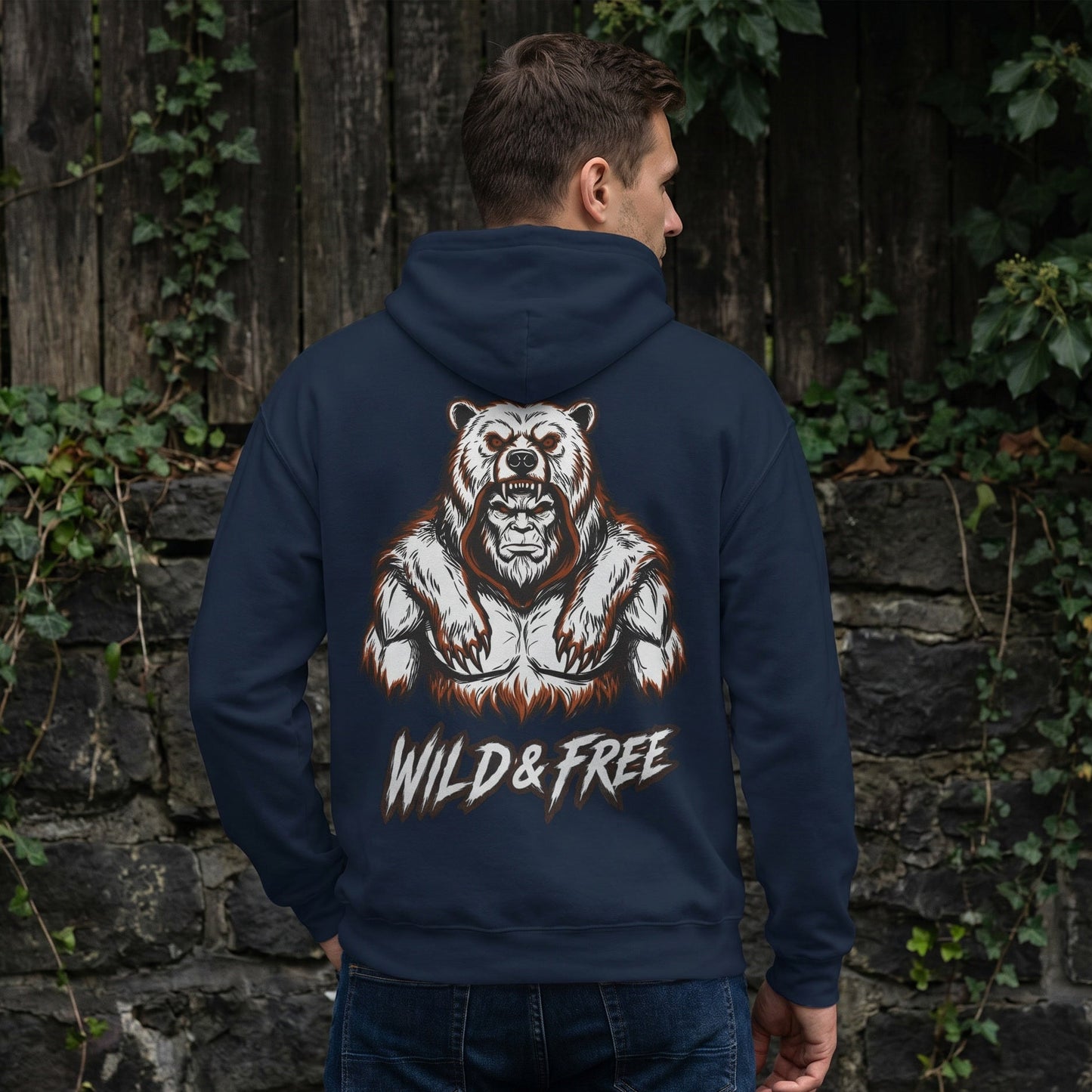 Wild & Free Sasquatch Premium Hoodie (back design)