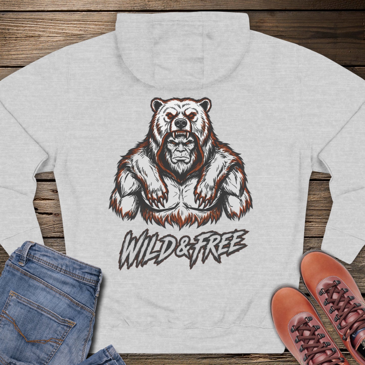 Wild & Free Sasquatch Premium Hoodie (back design)