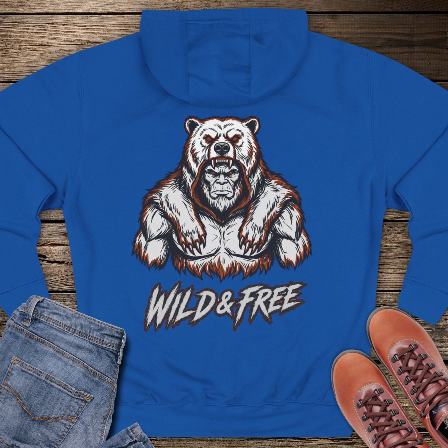 Wild & Free Sasquatch Premium Hoodie (back design)