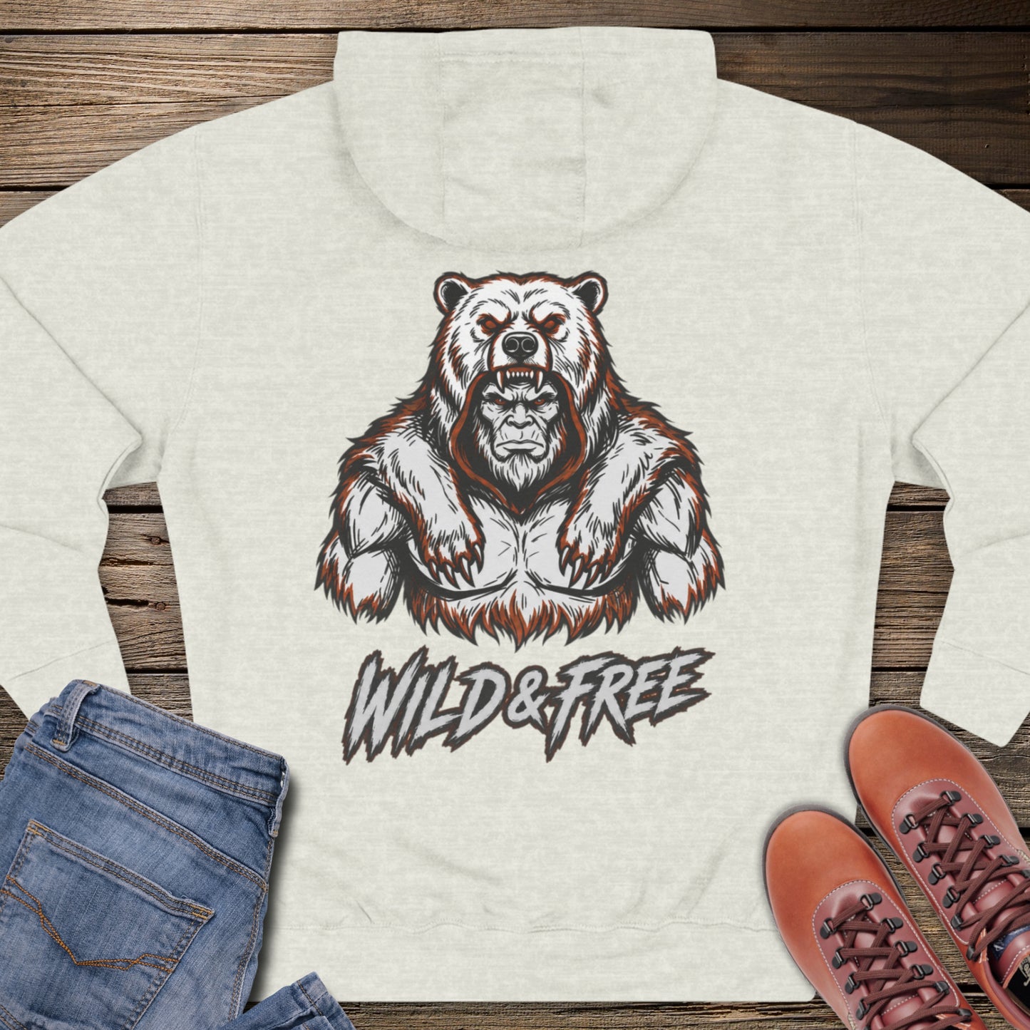 Wild & Free Sasquatch Premium Hoodie (back design)