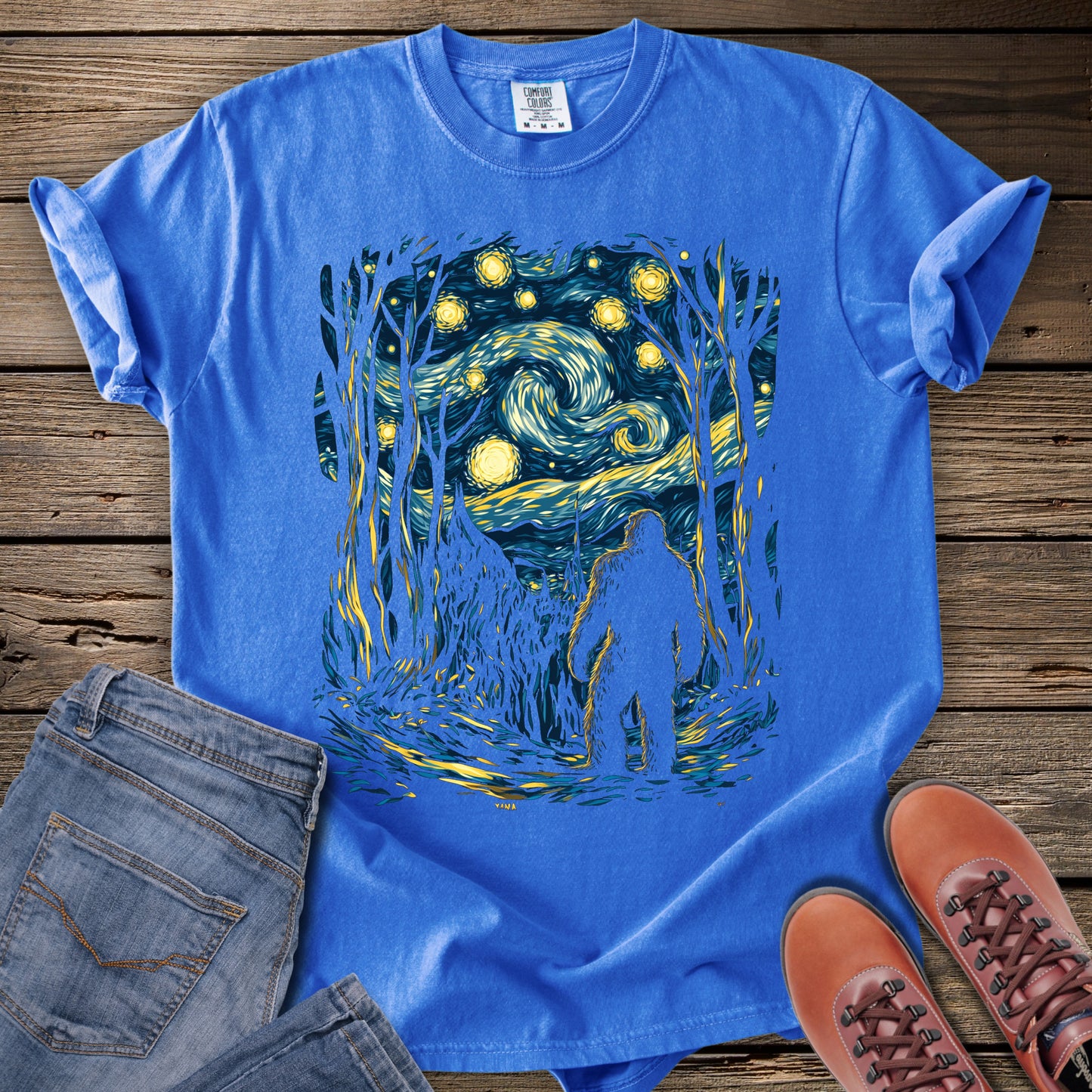 Van Gogh Starry Forest Bigfoot T-Shirt