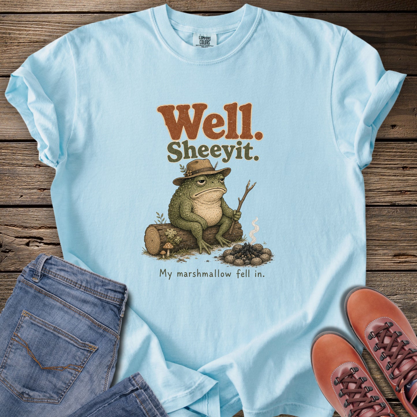 'Well. Shee-yit.' Campfire Frog T-Shirt